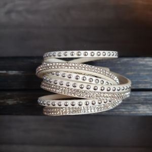 White studded wrap bracelet